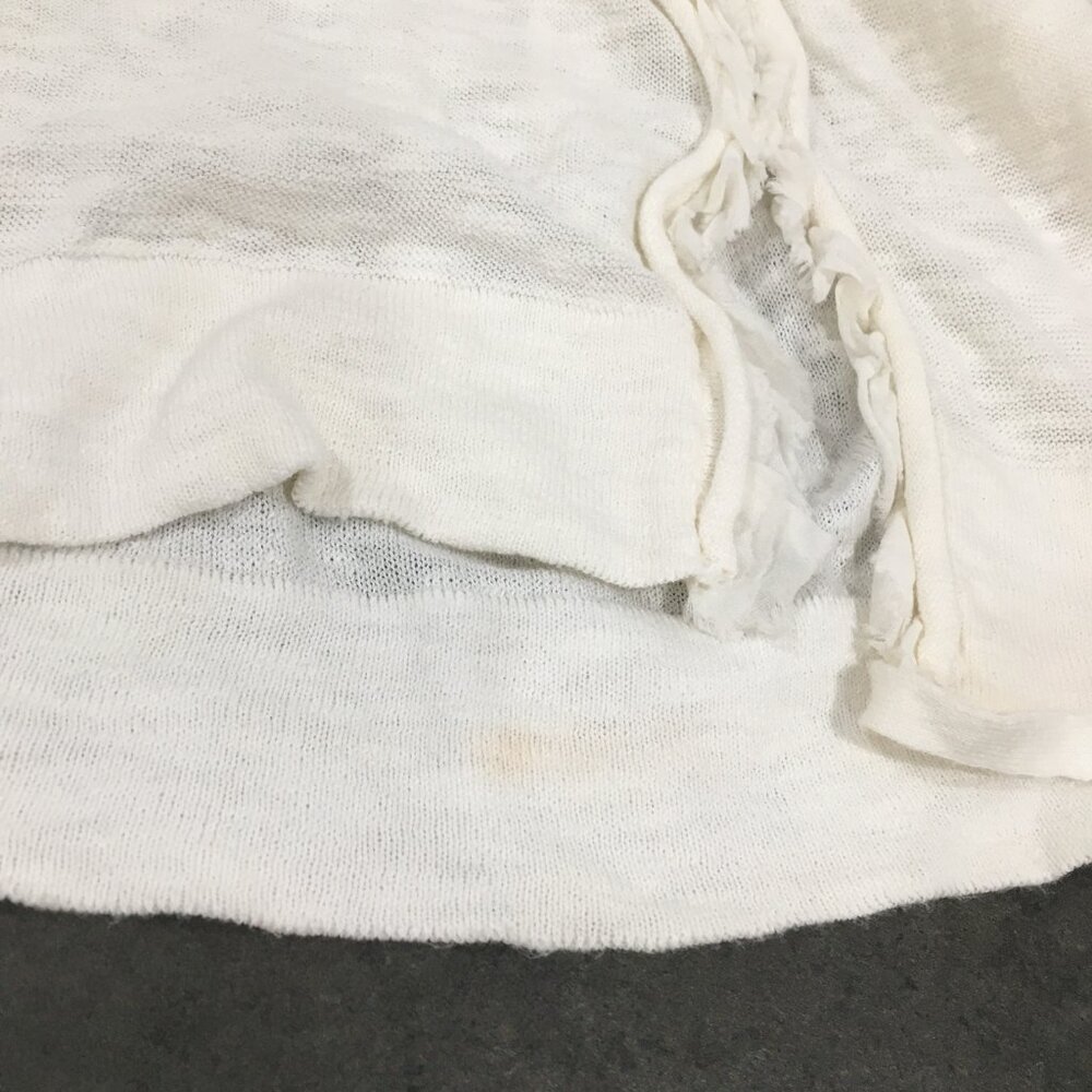 MOTH Anthropologie White/Ivory Textured Ruffle Button Button Cardigan Shirt - Picture 14 of 14